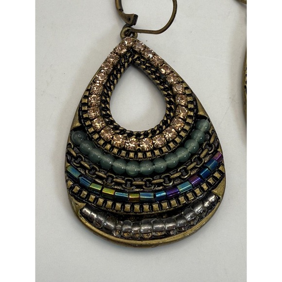 Boho Beaded Teardrop Dangle Earrings – Colorful Statement Jewelry - Picture 6 of 7